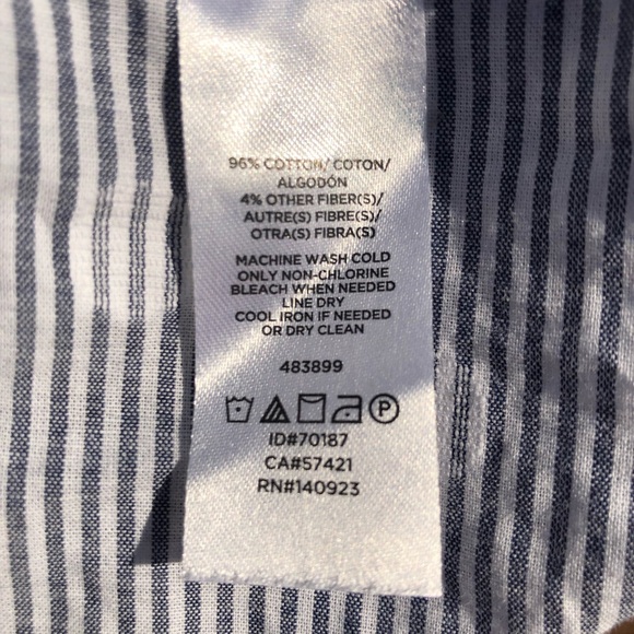 NWOT LOFT Women’s Cotton Short Sleeve pin Stripe Boho Blouse/Top - Picture 5 of 5